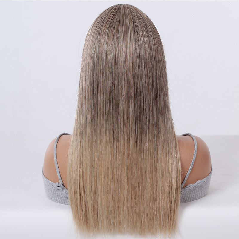 20' Ash Blonde Ombre Bangs Synthetic Blend Wig